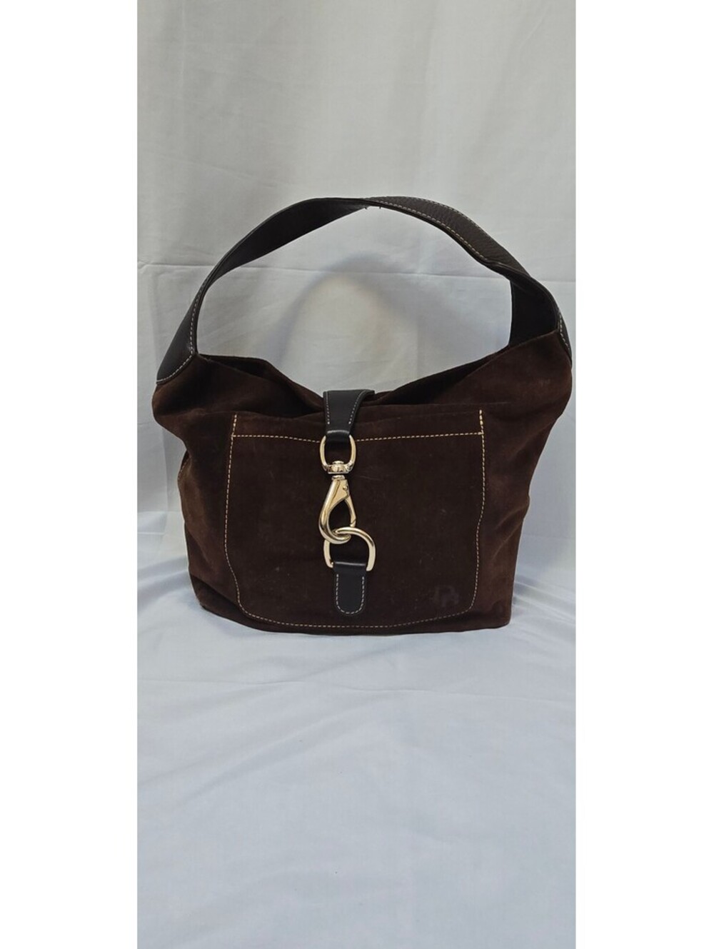 Dooney & Bourke Brown Suede Leather Hobo Shoulder Bag - Picture 2 of 13